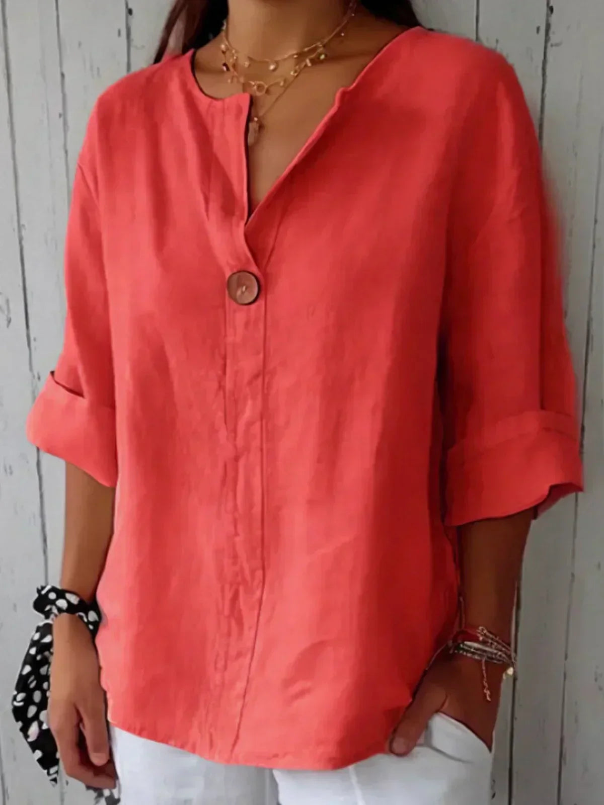 Lange Bluse mit V-Ausschnitt