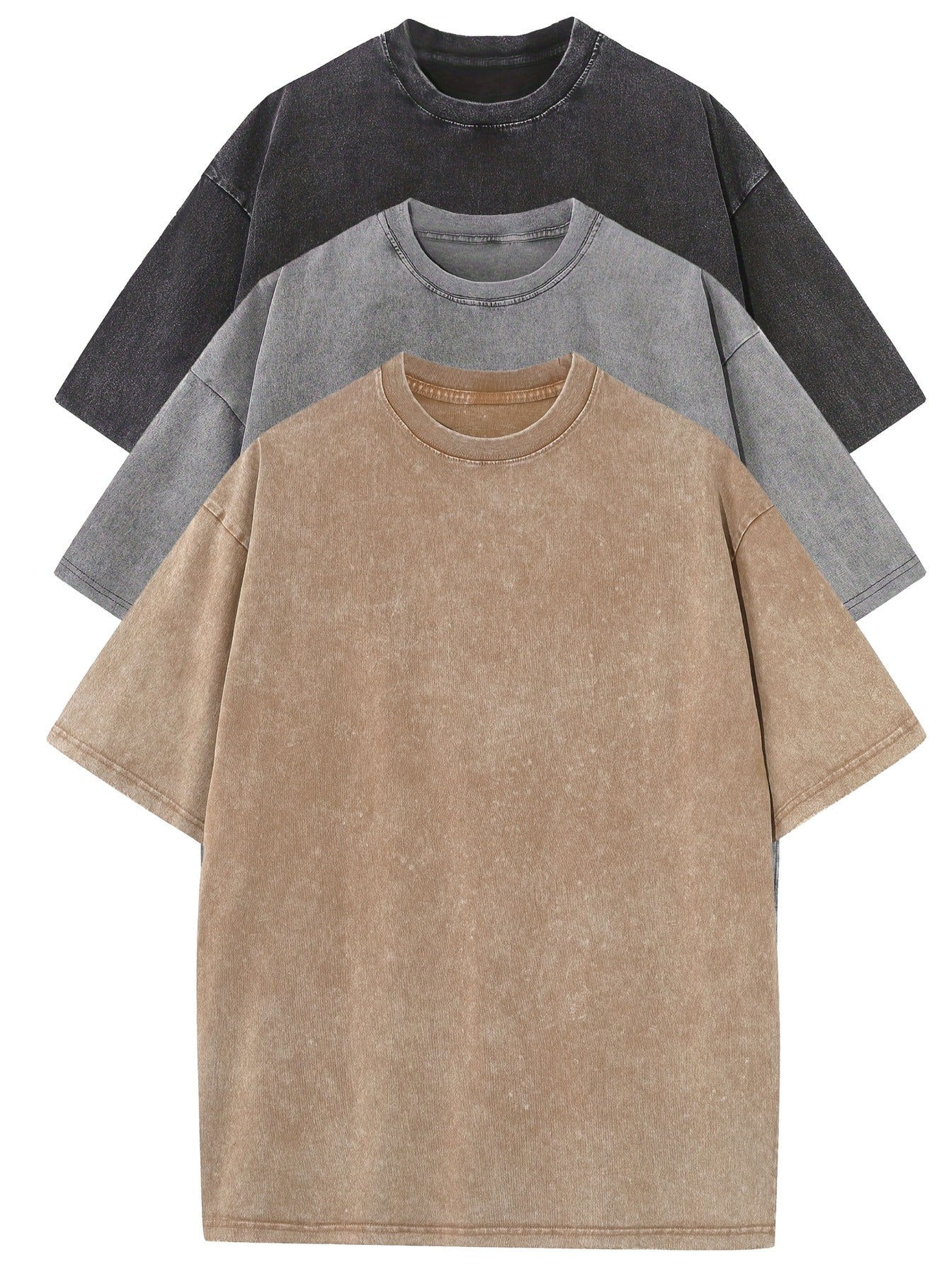 Lässiges T-Shirt-Set aus Baumwolle in Übergröße - 3er-Pack