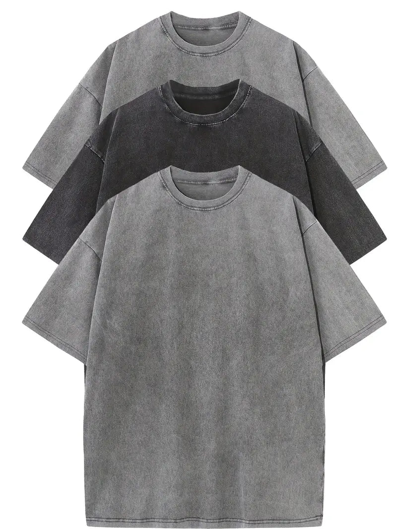 Lässiges T-Shirt-Set aus Baumwolle in Übergröße - 3er-Pack