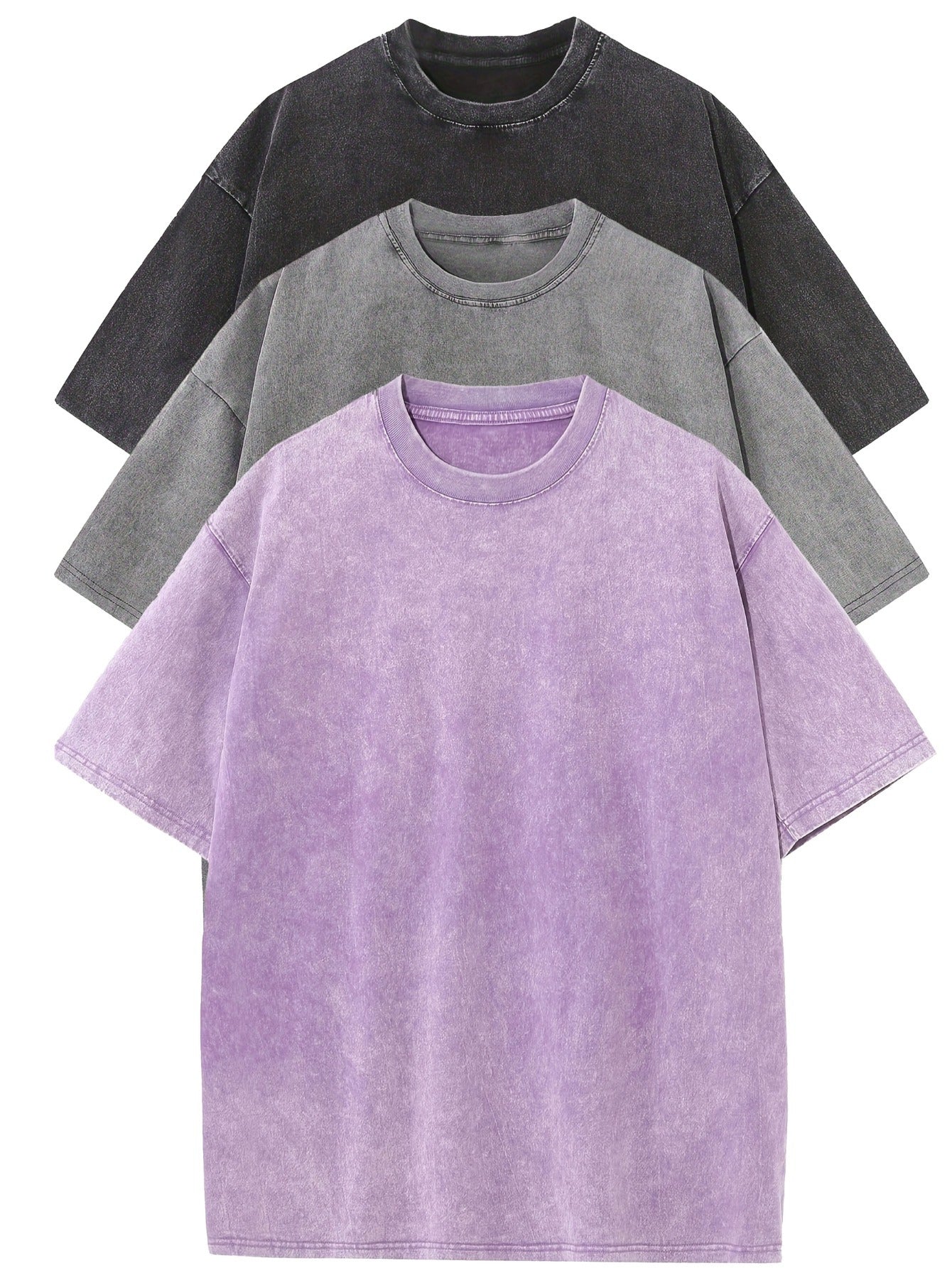 Lässiges T-Shirt-Set aus Baumwolle in Übergröße - 3er-Pack