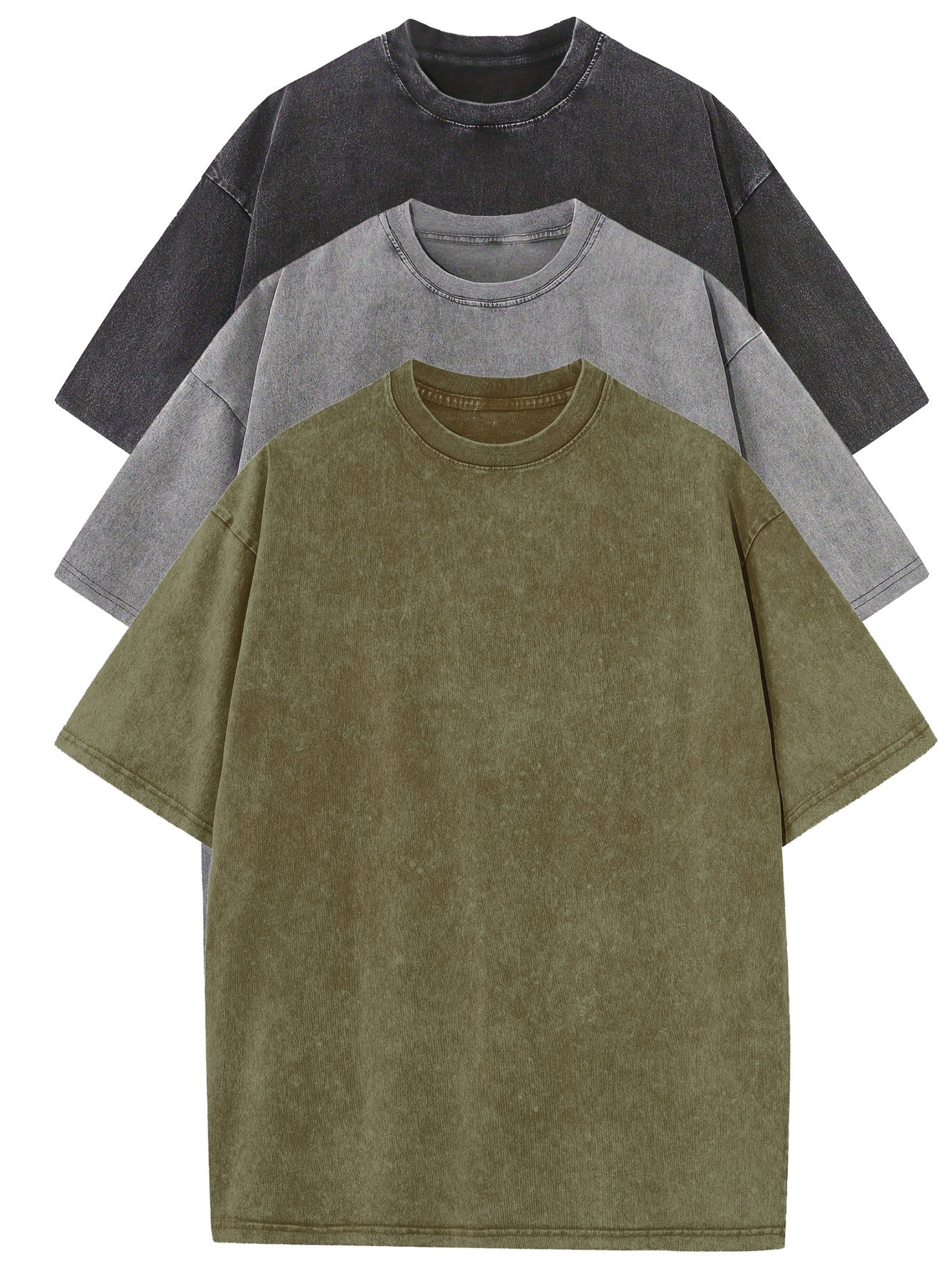 Lässiges T-Shirt-Set aus Baumwolle in Übergröße - 3er-Pack