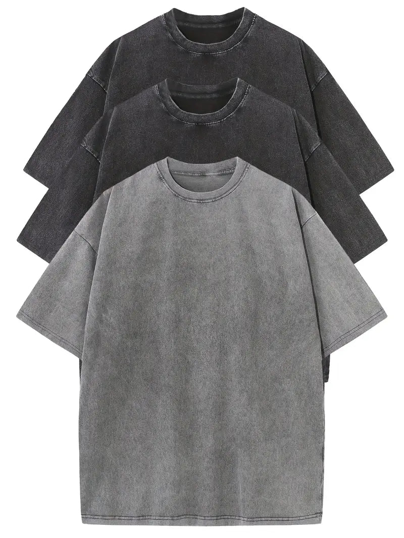 Lässiges T-Shirt-Set aus Baumwolle in Übergröße - 3er-Pack