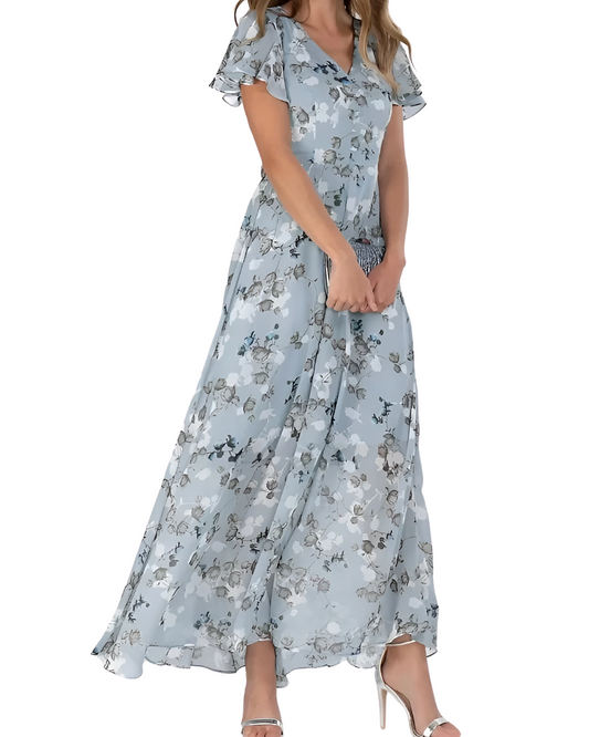 Elegantes langes Kleid mit Blumendruck