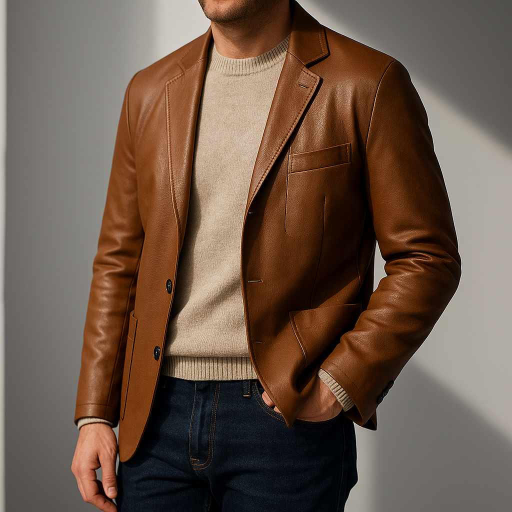 Eleganter Leder-Blazer für Herren