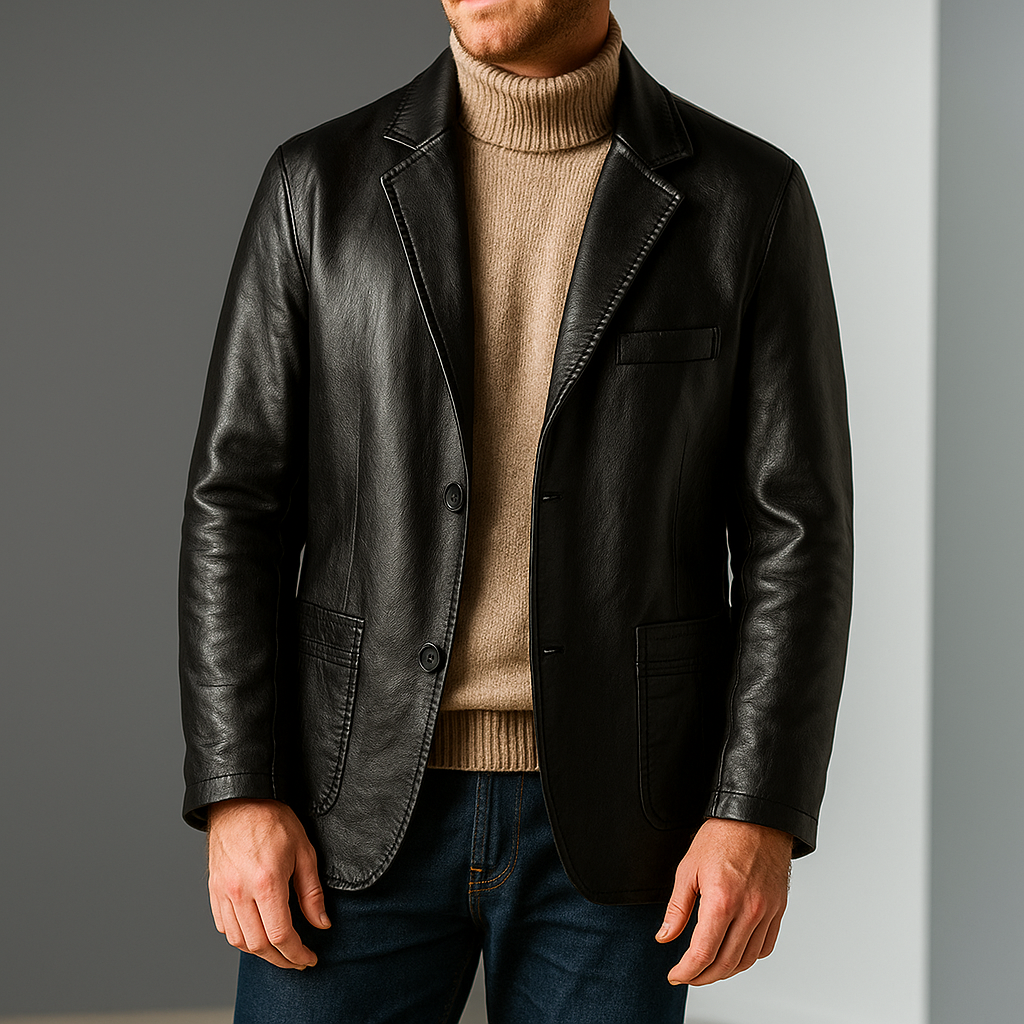 Eleganter Leder-Blazer für Herren
