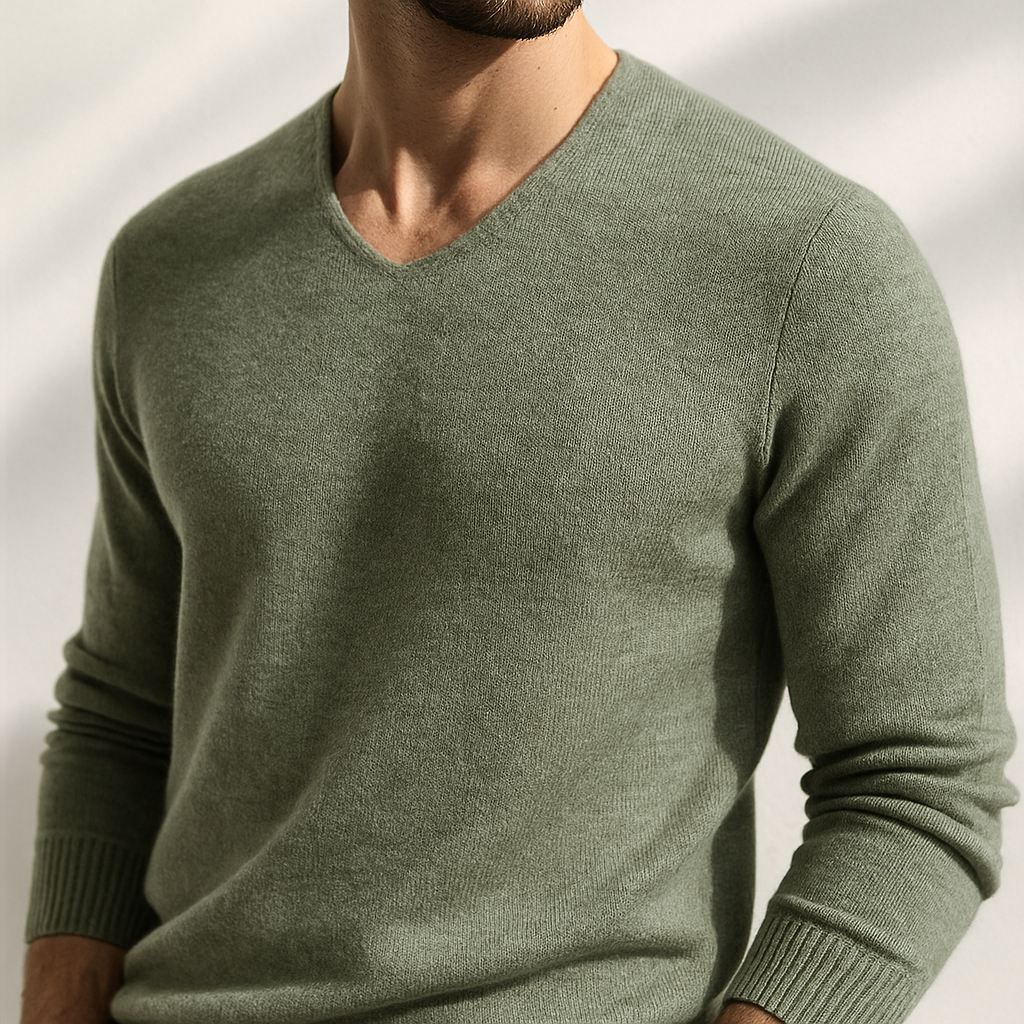 Eleganter Kaschmirpullover mit V-Ausschnitt