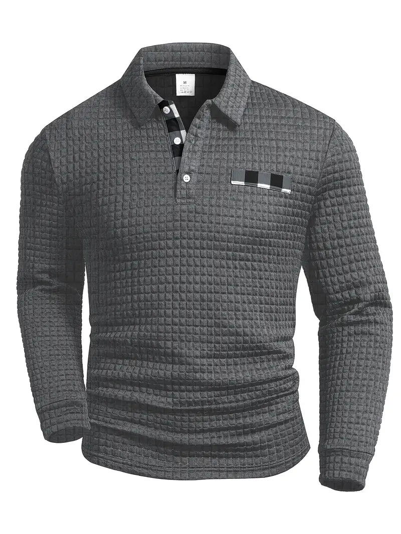 Gerippter Polo-Pullover