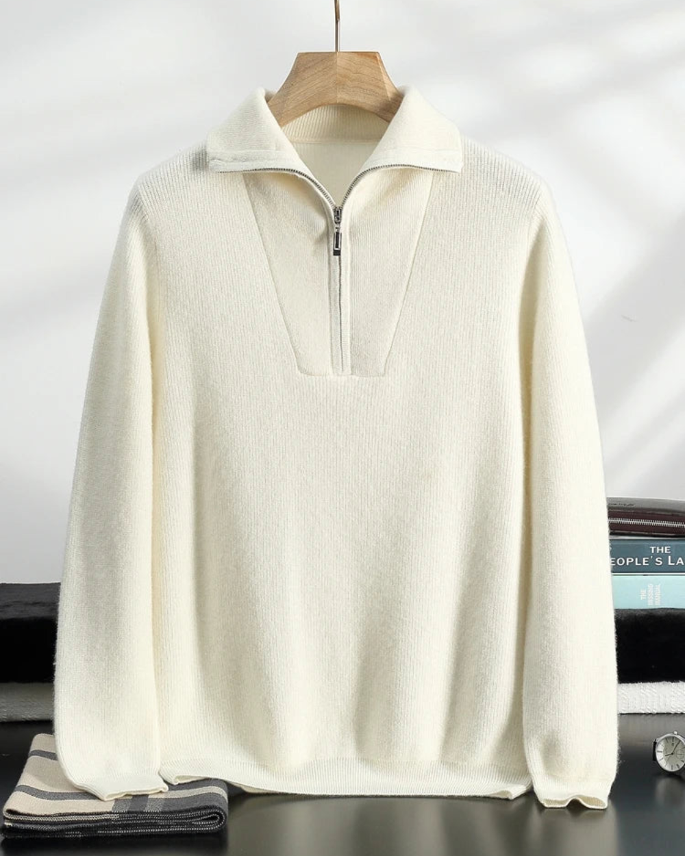 Portofino Kaschmir Pullover mit halbem Reißverschluss