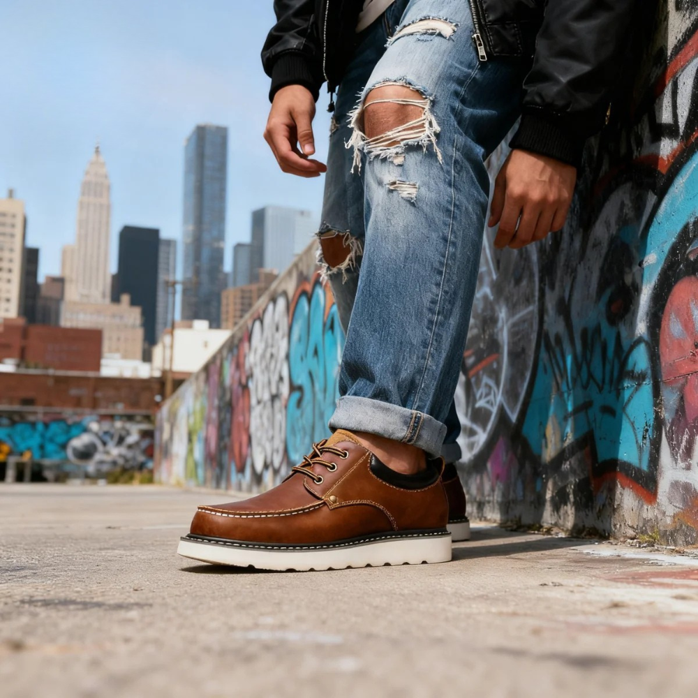 Retro-Freizeitschuhe aus Leder