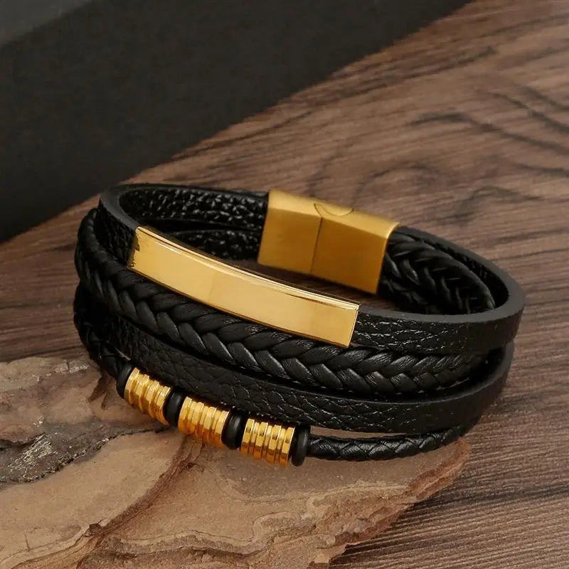 Elegantes gewebtes Lederarmband für Herren