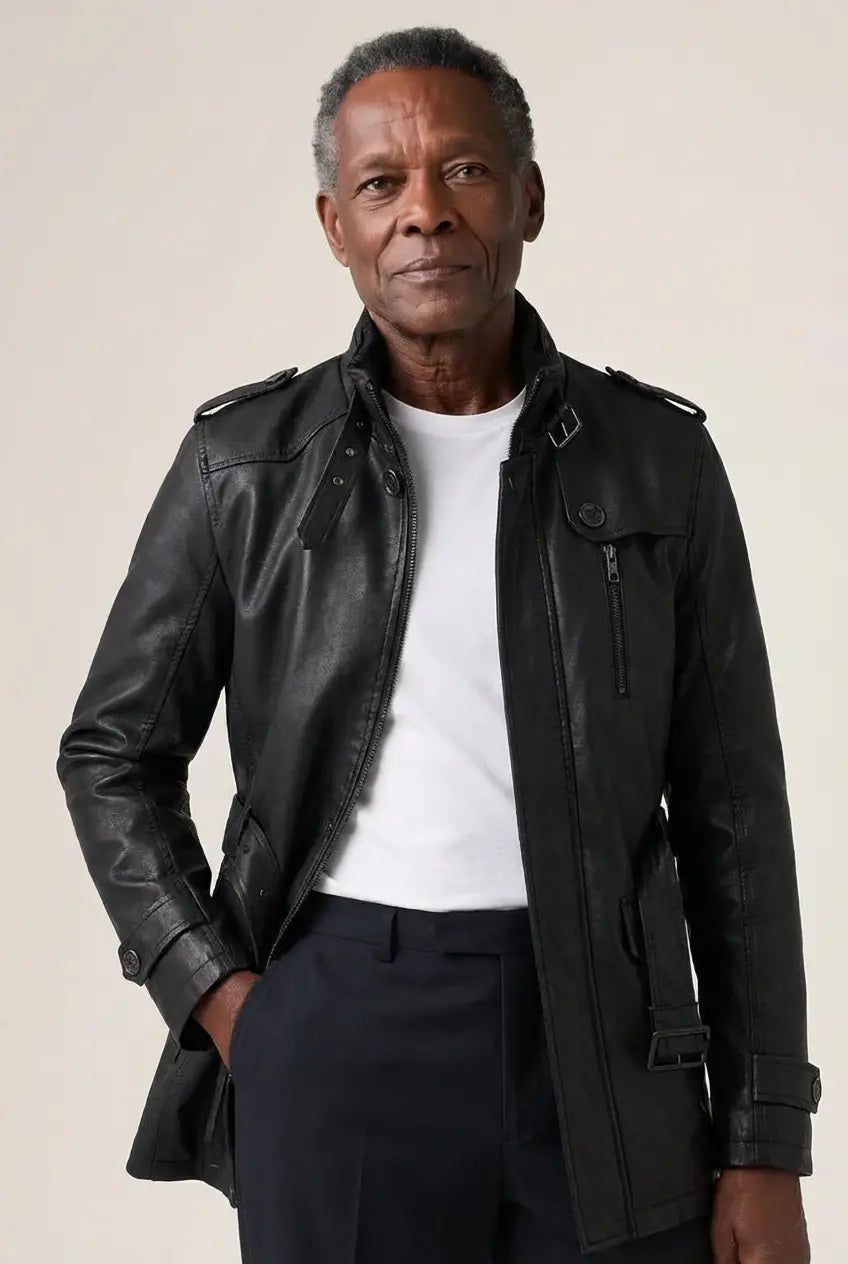 Givalli - Lange Biker-Lederjacke