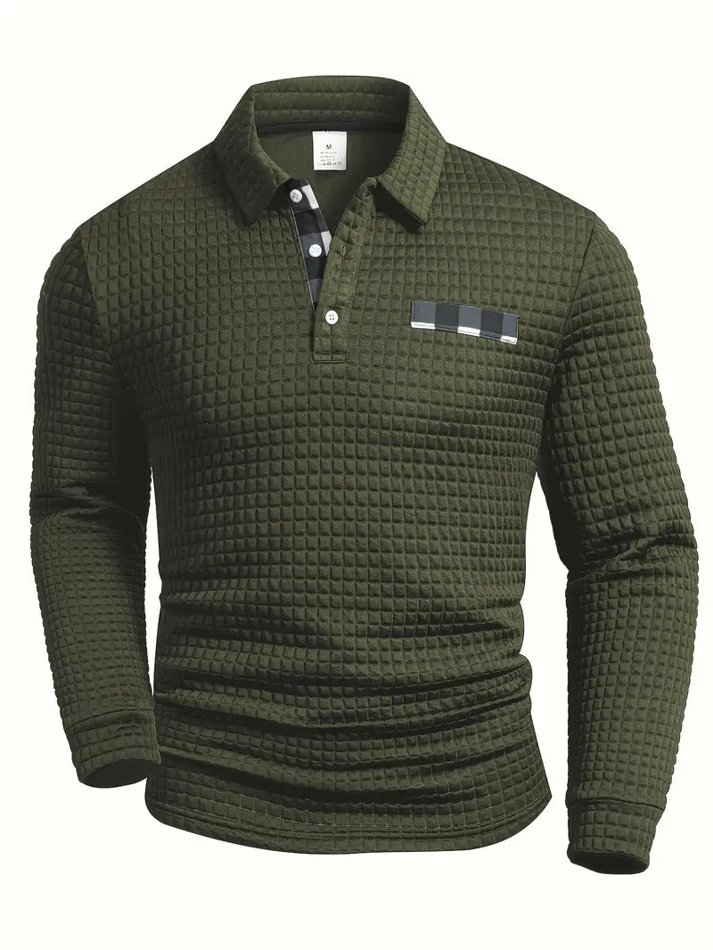 Gerippter Polo-Pullover