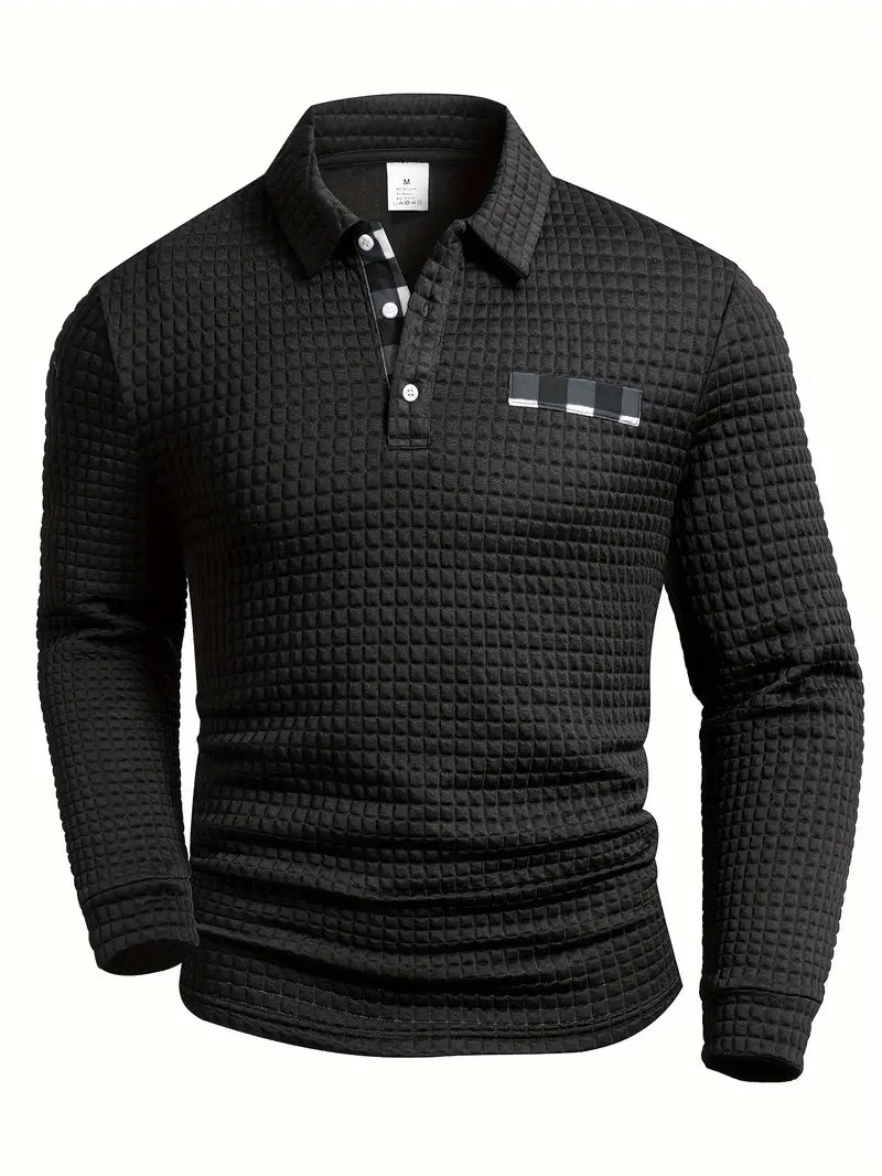 Gerippter Polo-Pullover