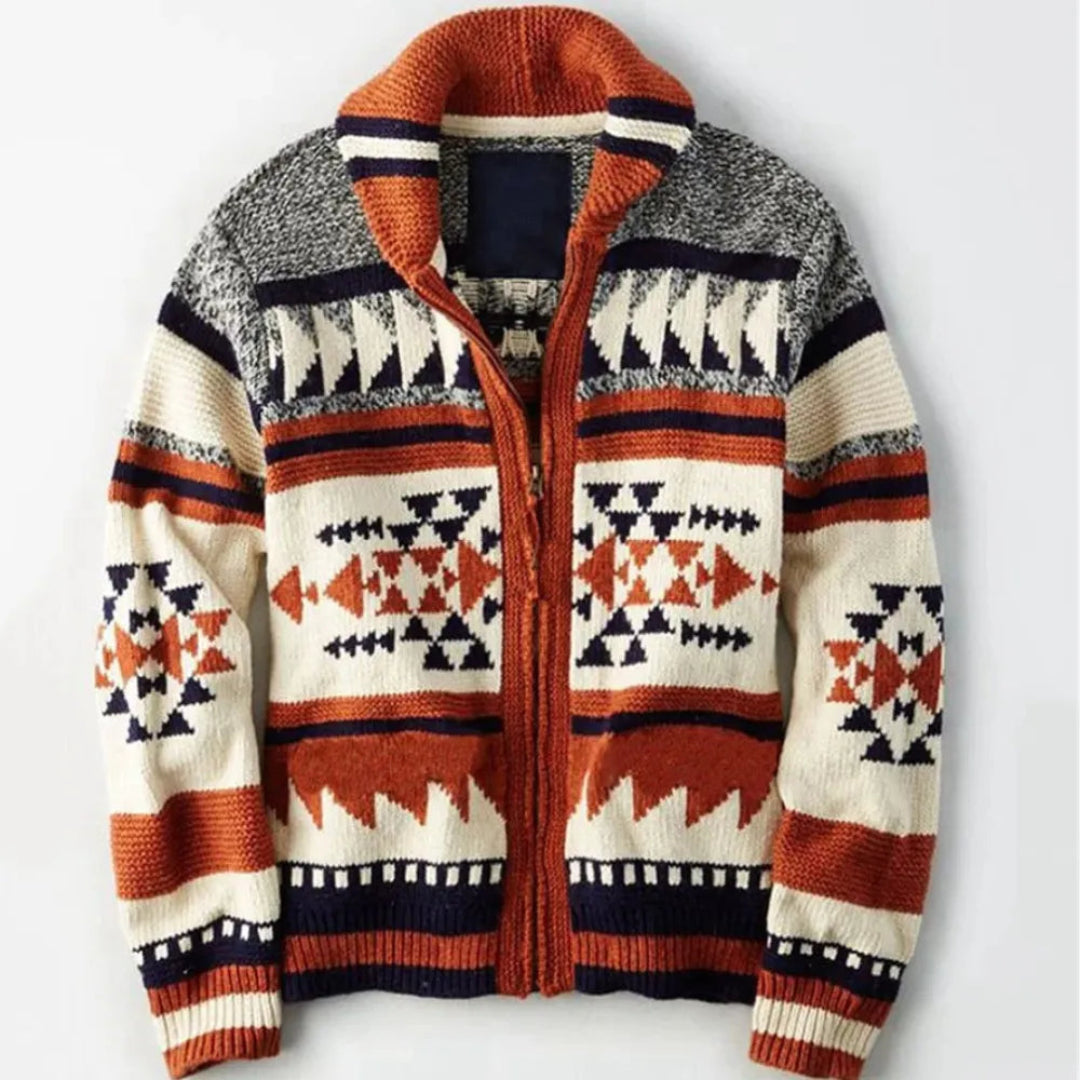 Elegante Jacquard-Strickjacke