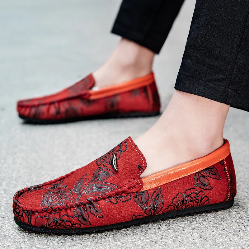 Geblümte Leder-Slipper