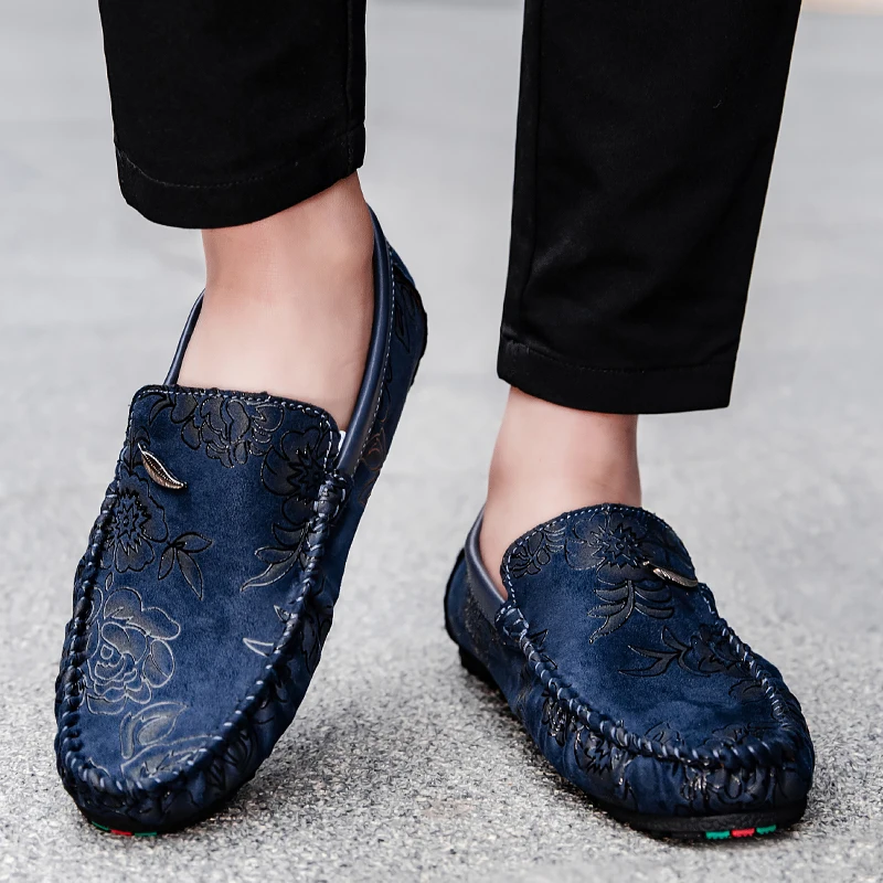 Geblümte Leder-Slipper