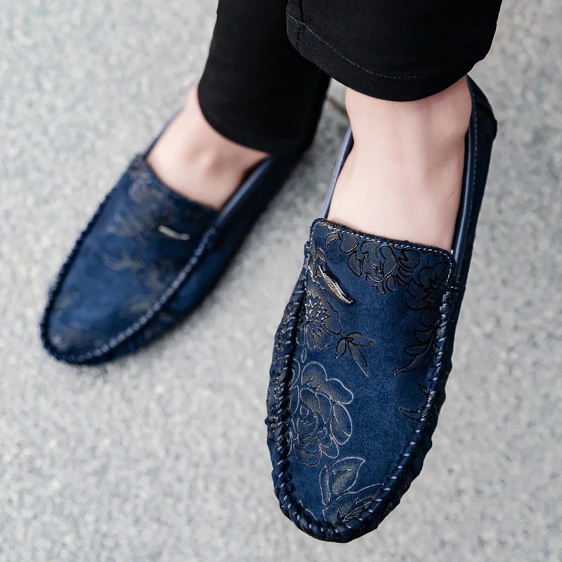 Geblümte Leder-Slipper
