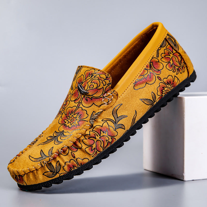 Geblümte Leder-Slipper
