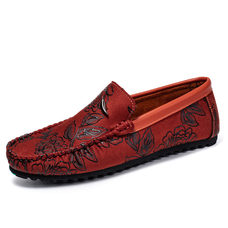 Geblümte Leder-Slipper