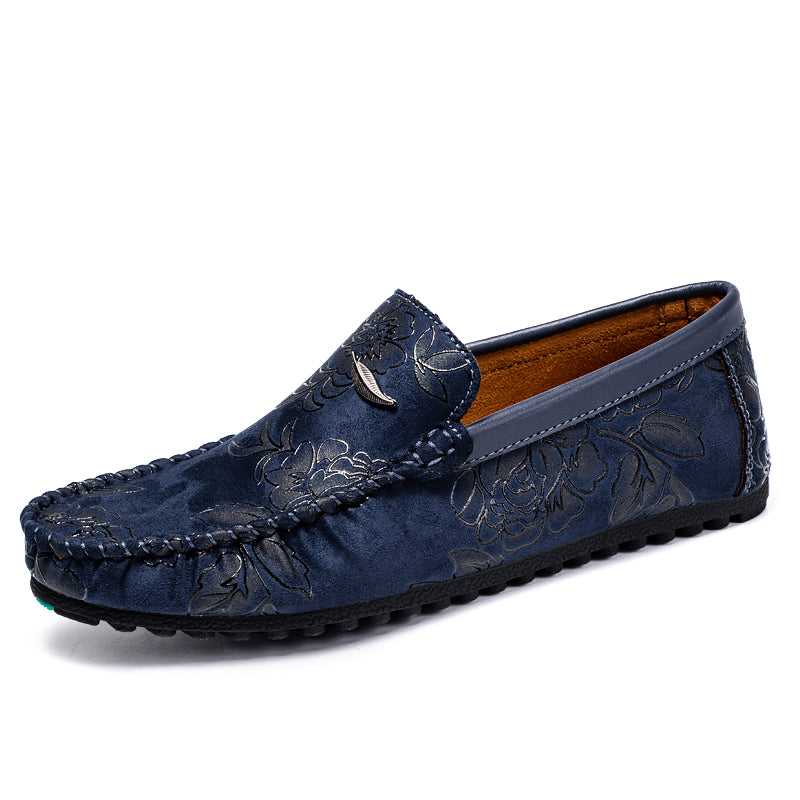 Geblümte Leder-Slipper