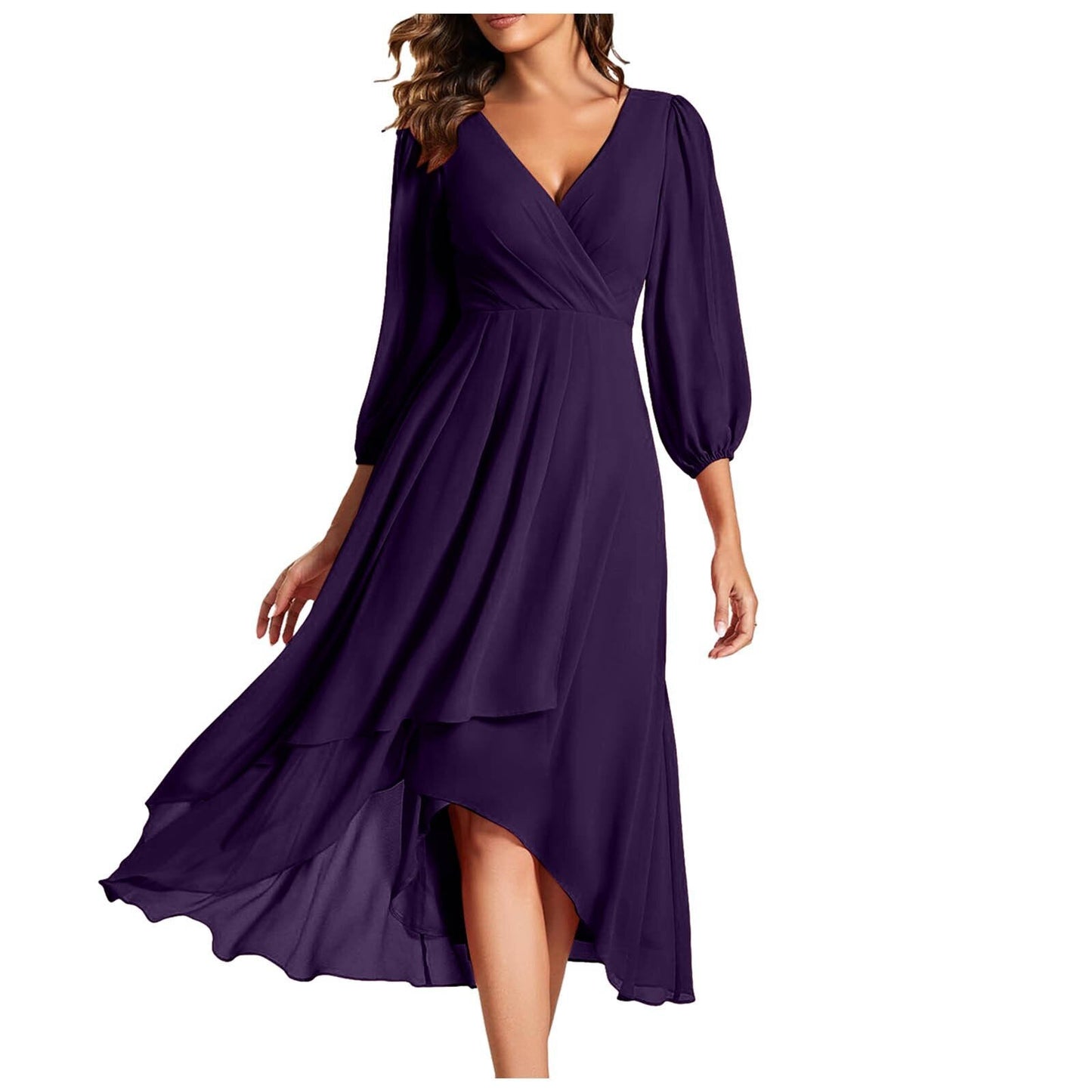 Schickes langes Kleid mit V-Ausschnitt