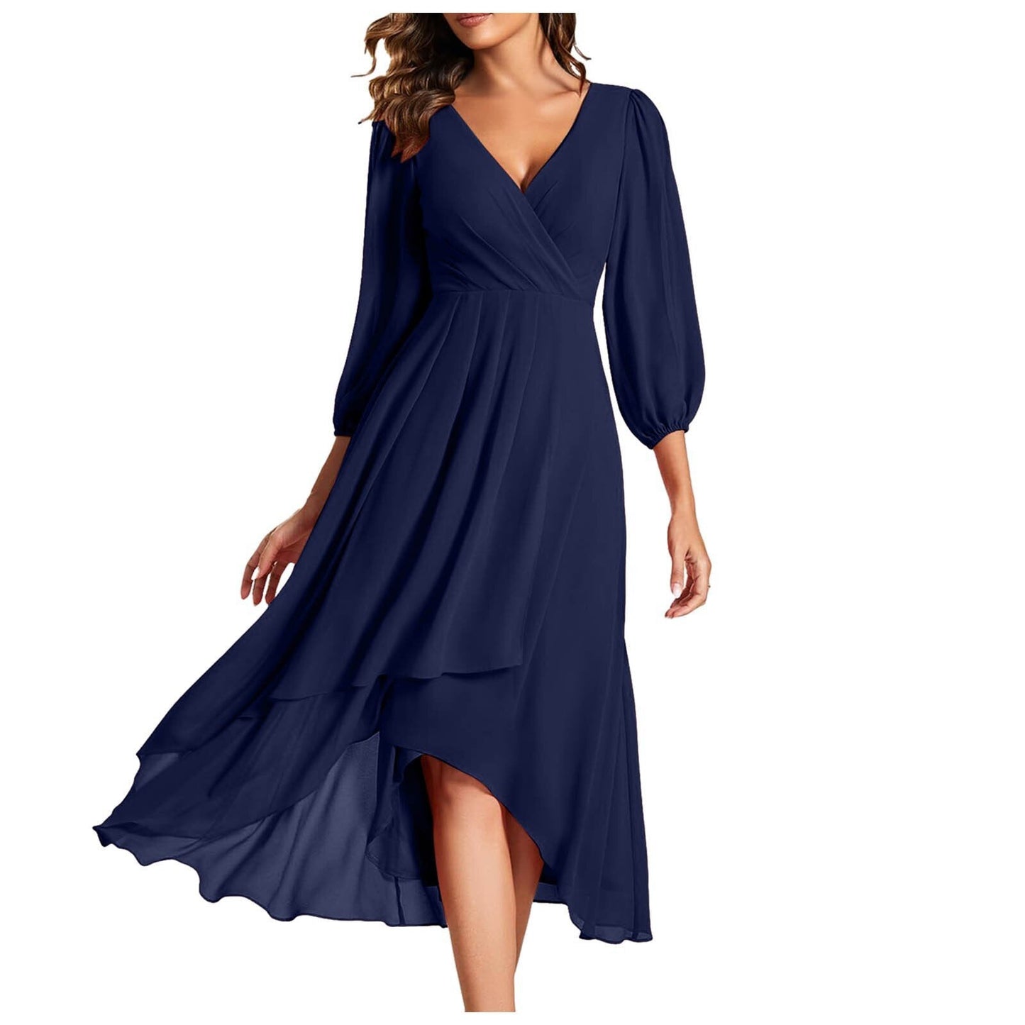Schickes langes Kleid mit V-Ausschnitt