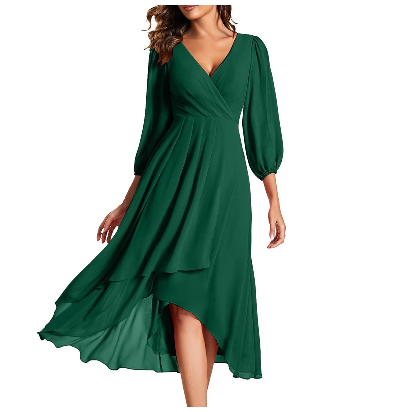 Schickes langes Kleid mit V-Ausschnitt