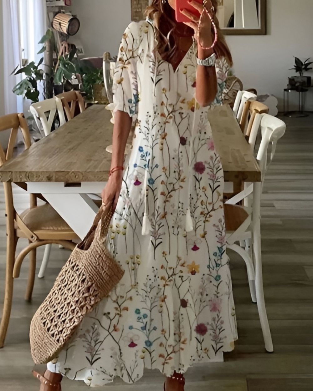 Elegantes langes Boho-Kleid