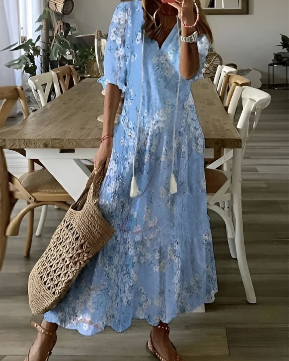 Elegantes langes Boho-Kleid