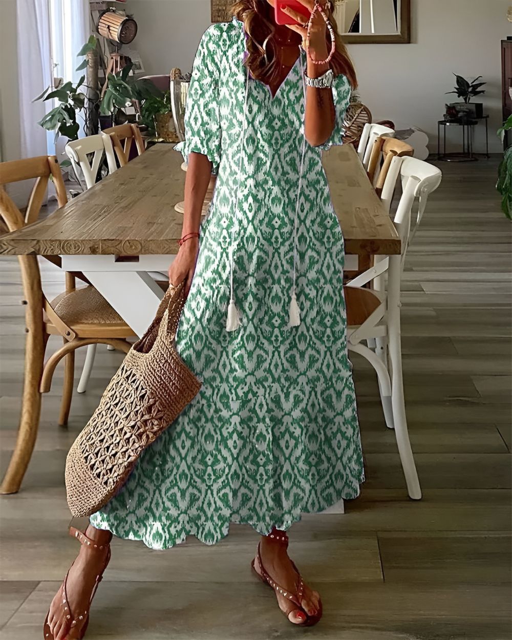 Elegantes langes Boho-Kleid