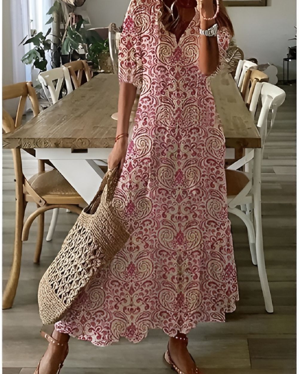 Elegantes langes Boho-Kleid
