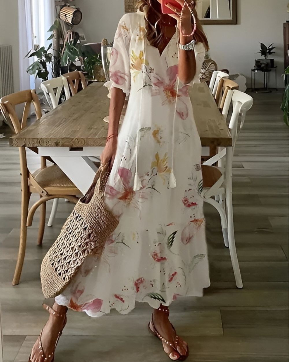 Elegantes langes Boho-Kleid