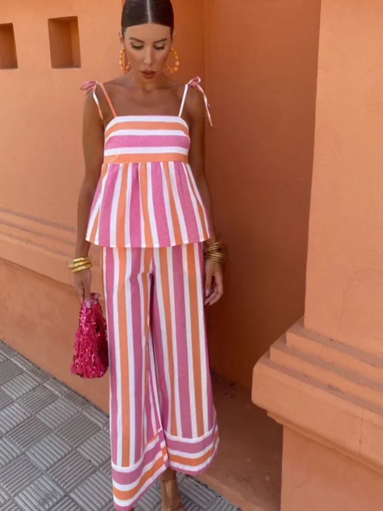 Lila - Bedrucktes Hosenset Sommer-Outfit
