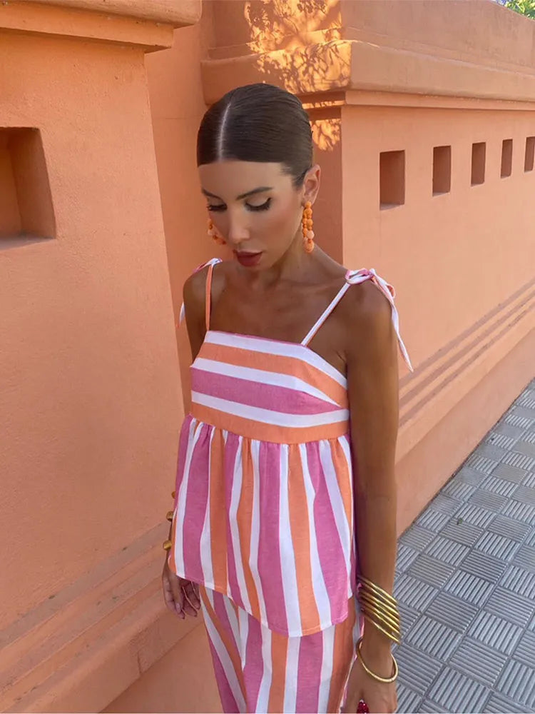 Lila - Bedrucktes Hosenset Sommer-Outfit