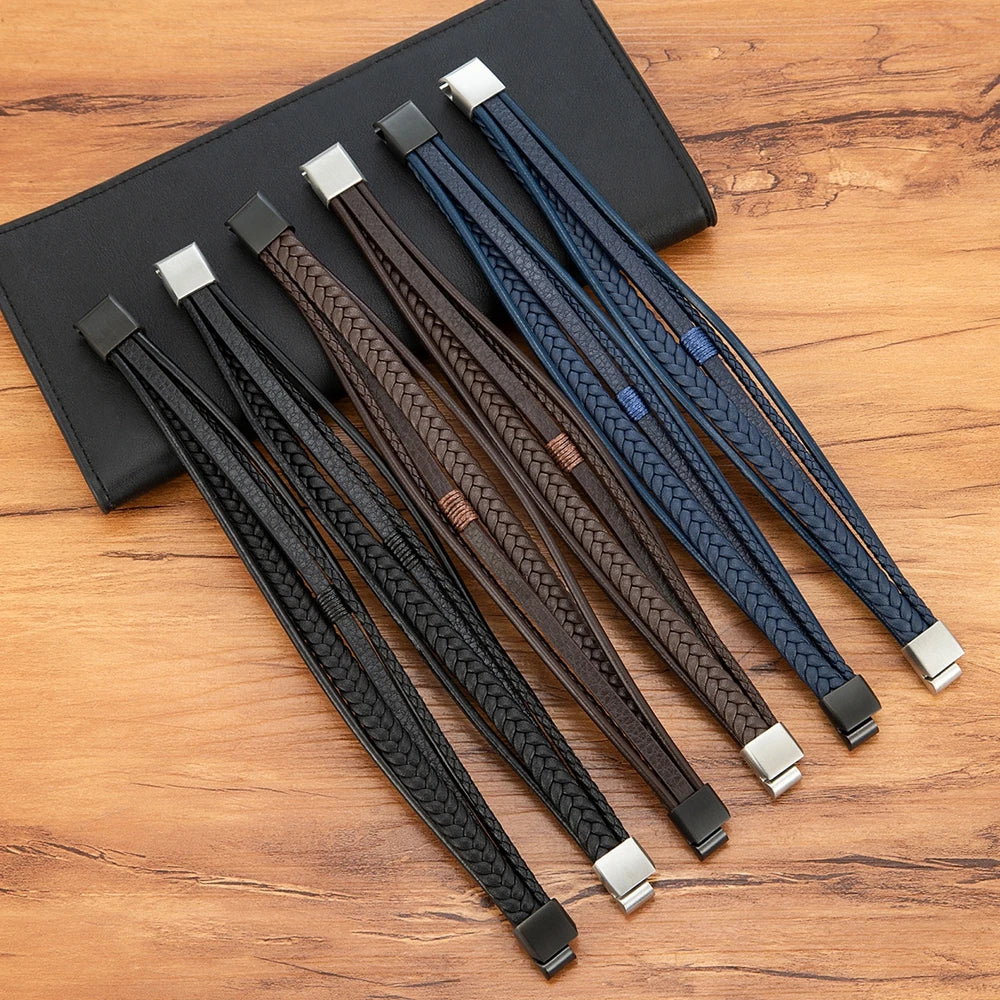 Herrenarmband aus gewebtem Leder