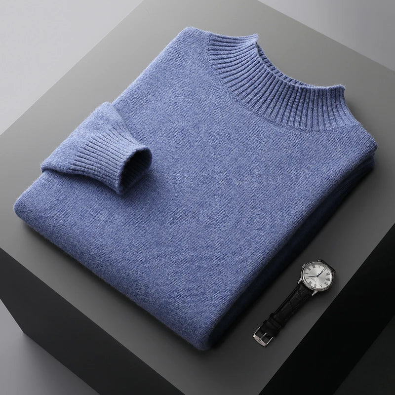 Eleganter Rollkragenpullover aus Merinowolle mit hohem Kragen