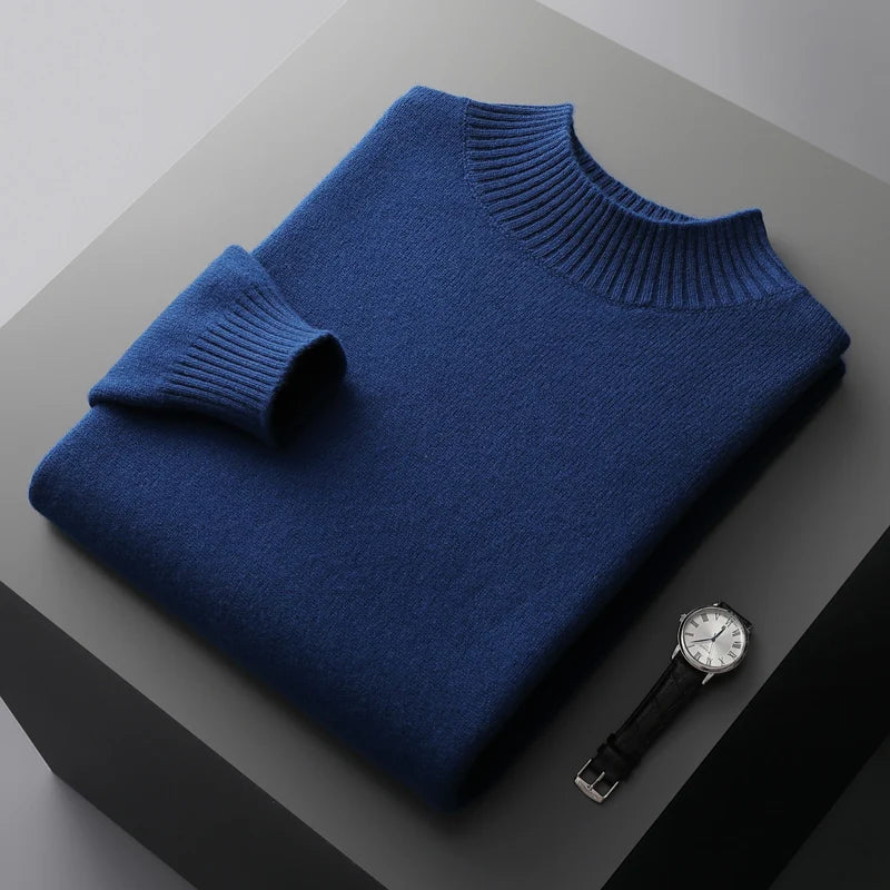 Eleganter Rollkragenpullover aus Merinowolle mit hohem Kragen