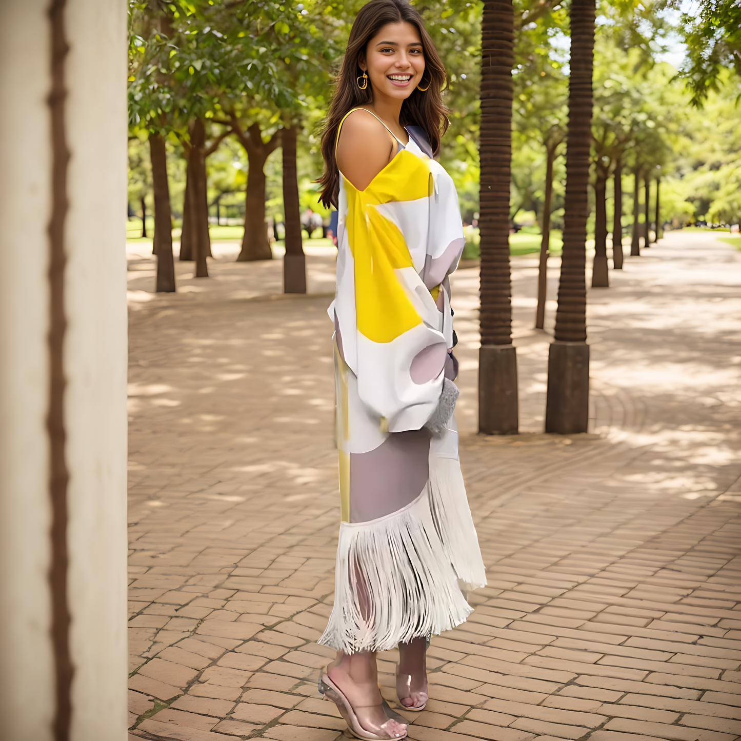 Elegantes farbenfrohes Kleid
