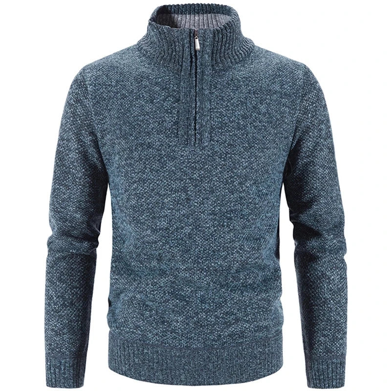 Eleganter, dicker Fleece-Pullover mit Reißverschluss