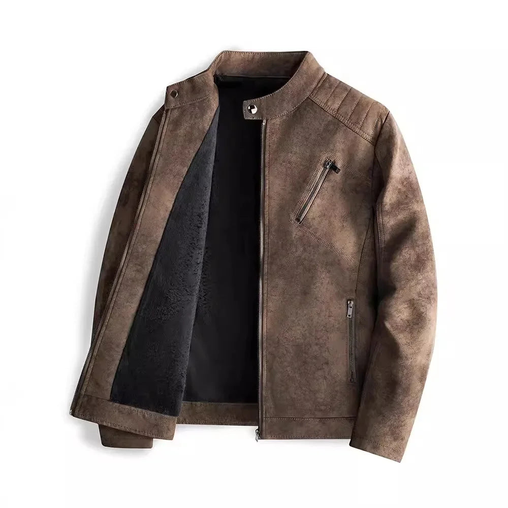 Elegante mit Fleece gefütterte Lederjacke