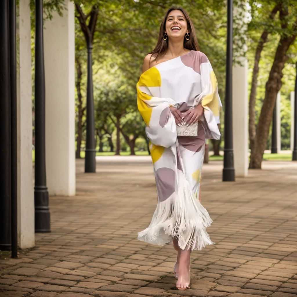 Elegantes farbenfrohes Kleid