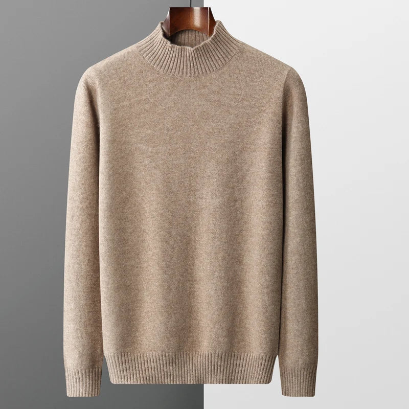 Eleganter Rollkragenpullover aus Merinowolle mit hohem Kragen