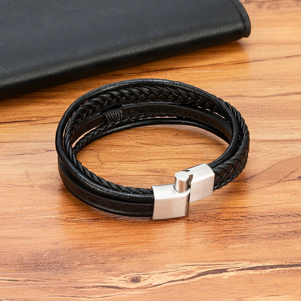 Herrenarmband aus gewebtem Leder