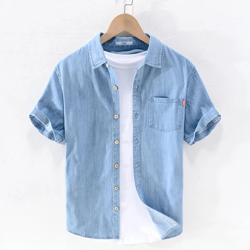 Kurzärmeliges Denim-Shirt
