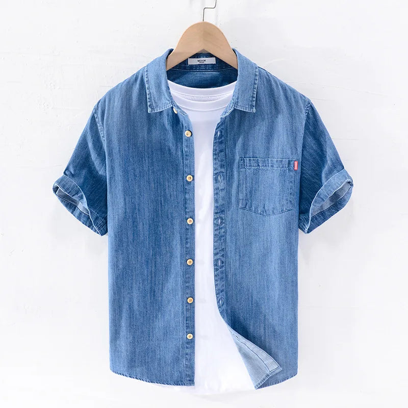 Kurzärmeliges Denim-Shirt