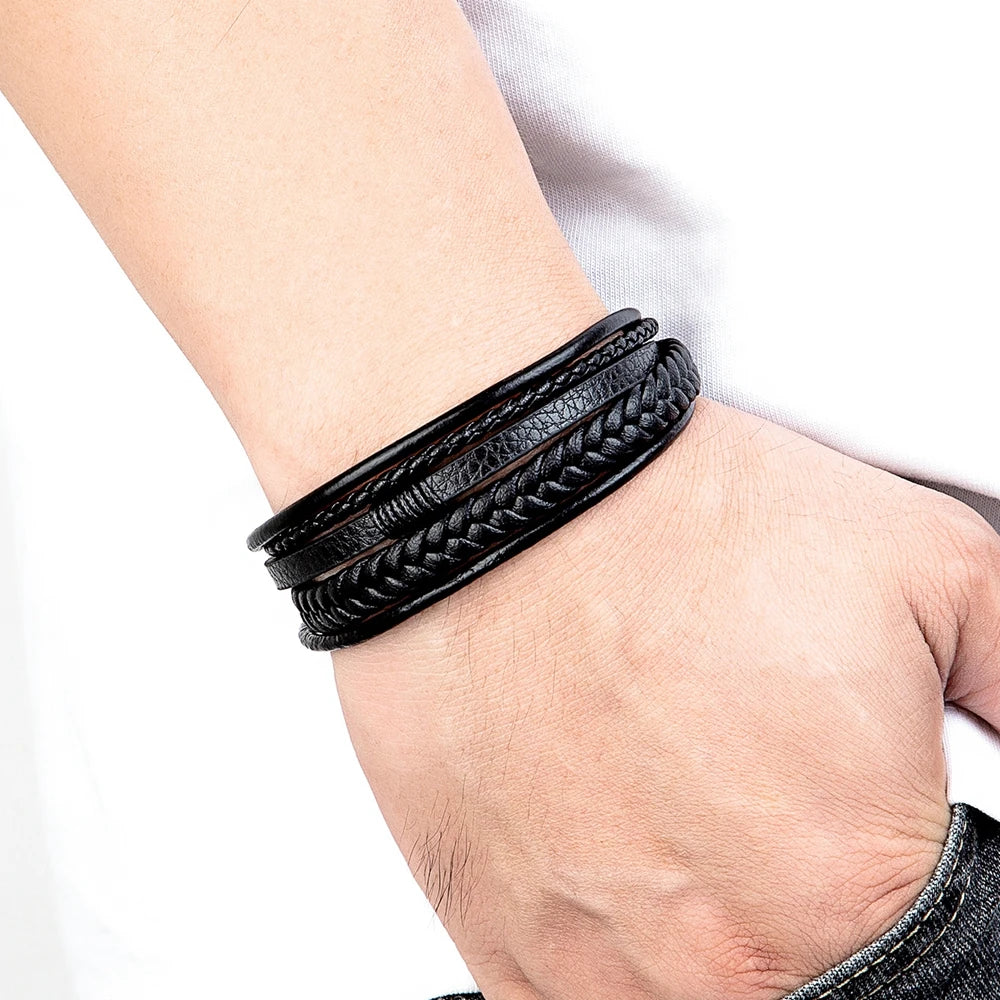 Herrenarmband aus gewebtem Leder