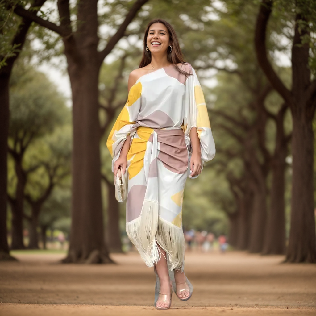 Elegantes farbenfrohes Kleid