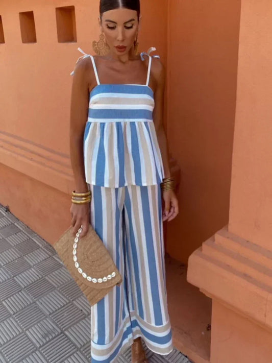Lila - Bedrucktes Hosenset Sommer-Outfit