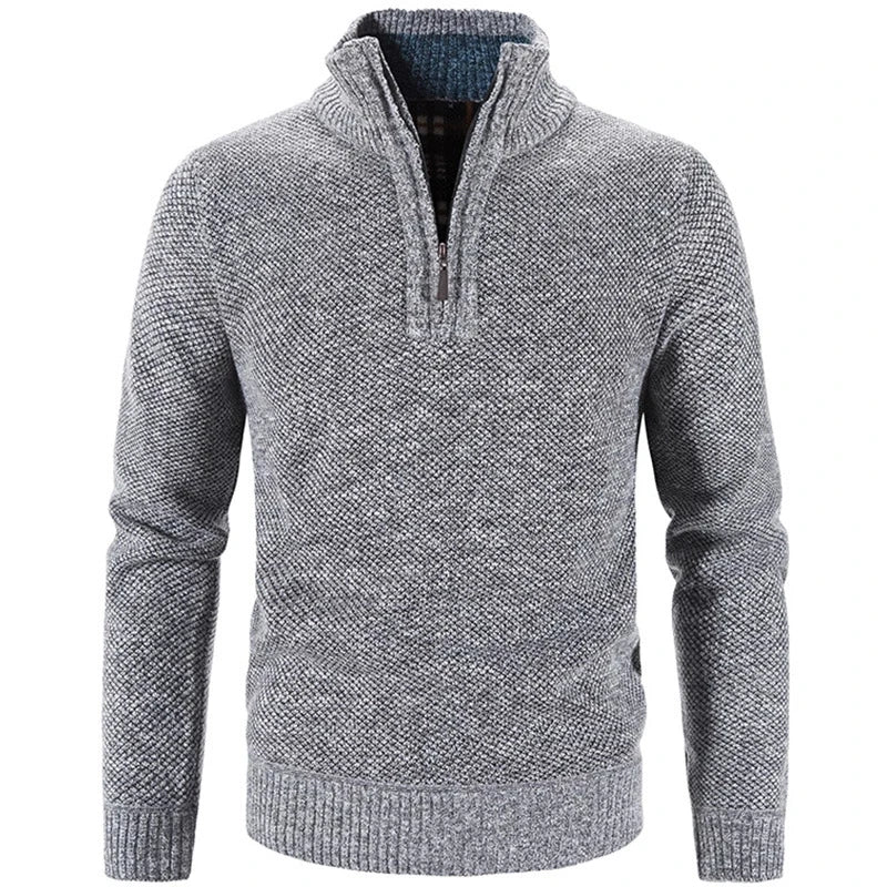 Eleganter, dicker Fleece-Pullover mit Reißverschluss