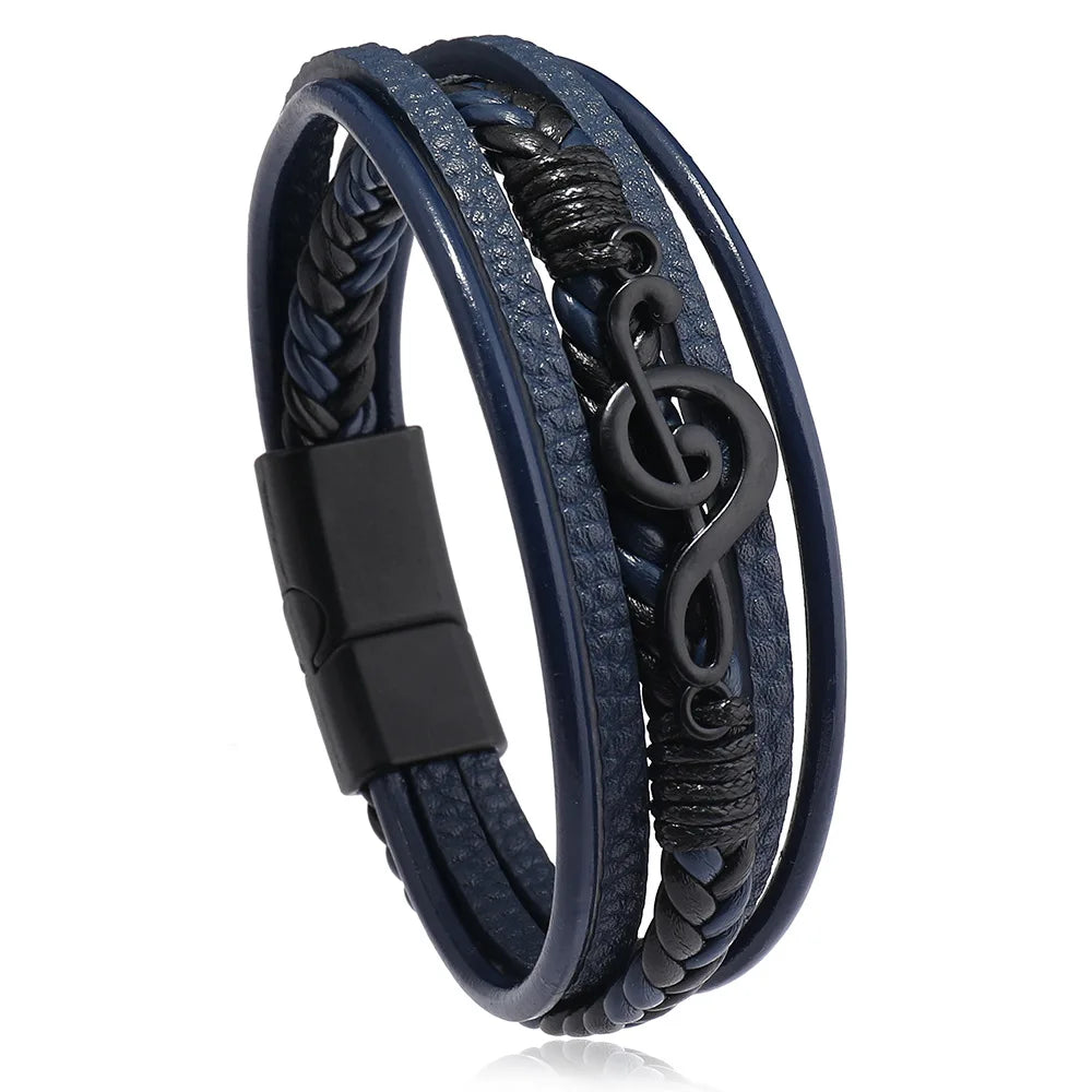 Musikalisches Symbol Herren Lederarmband